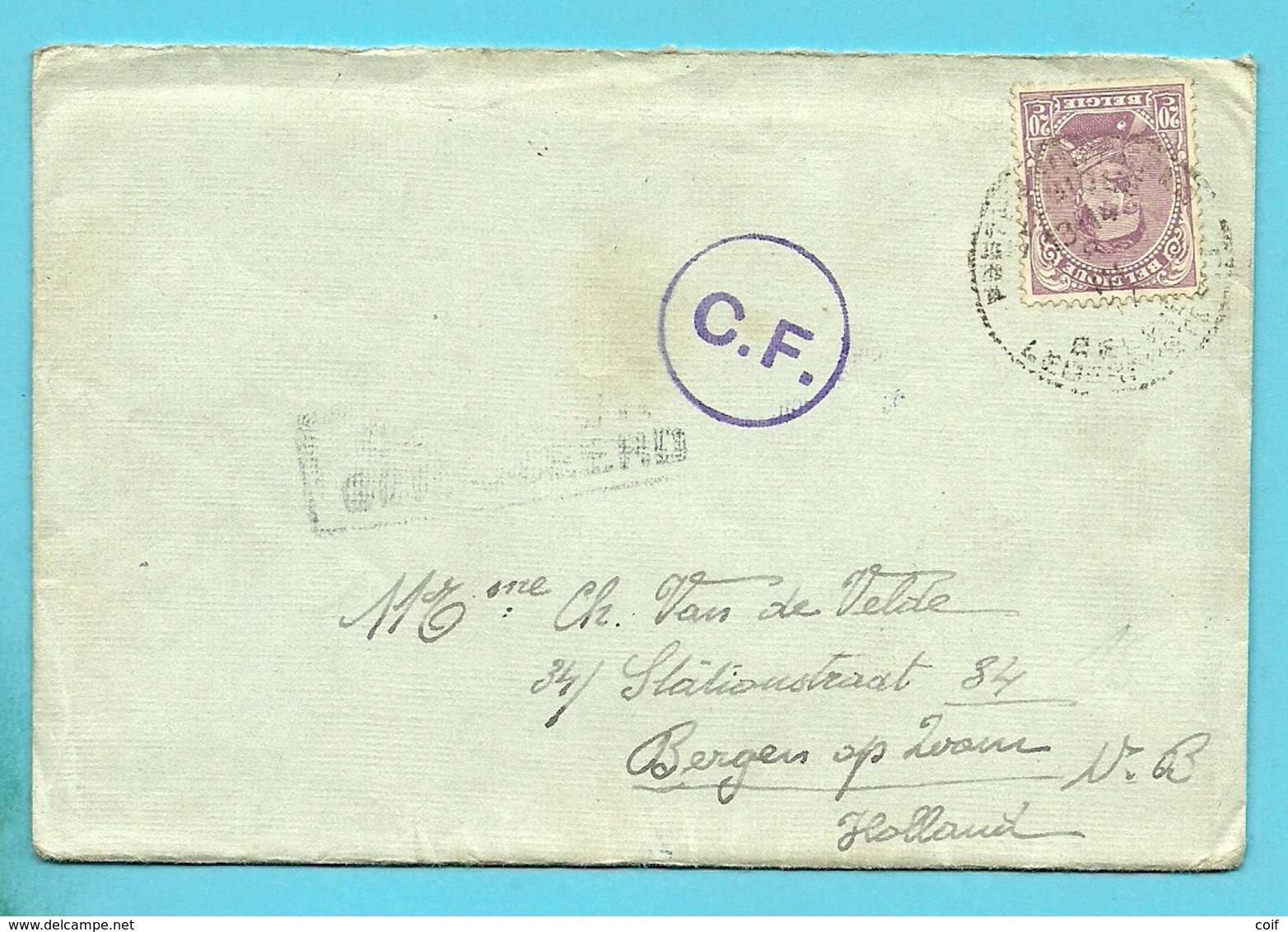 140 Op Brief PMB  Naar Bergen Op Zoom (Holland)  Stempel CENSUUR GEPASSEERD + C.F. (censuur / Folkestone) - Armée Belge