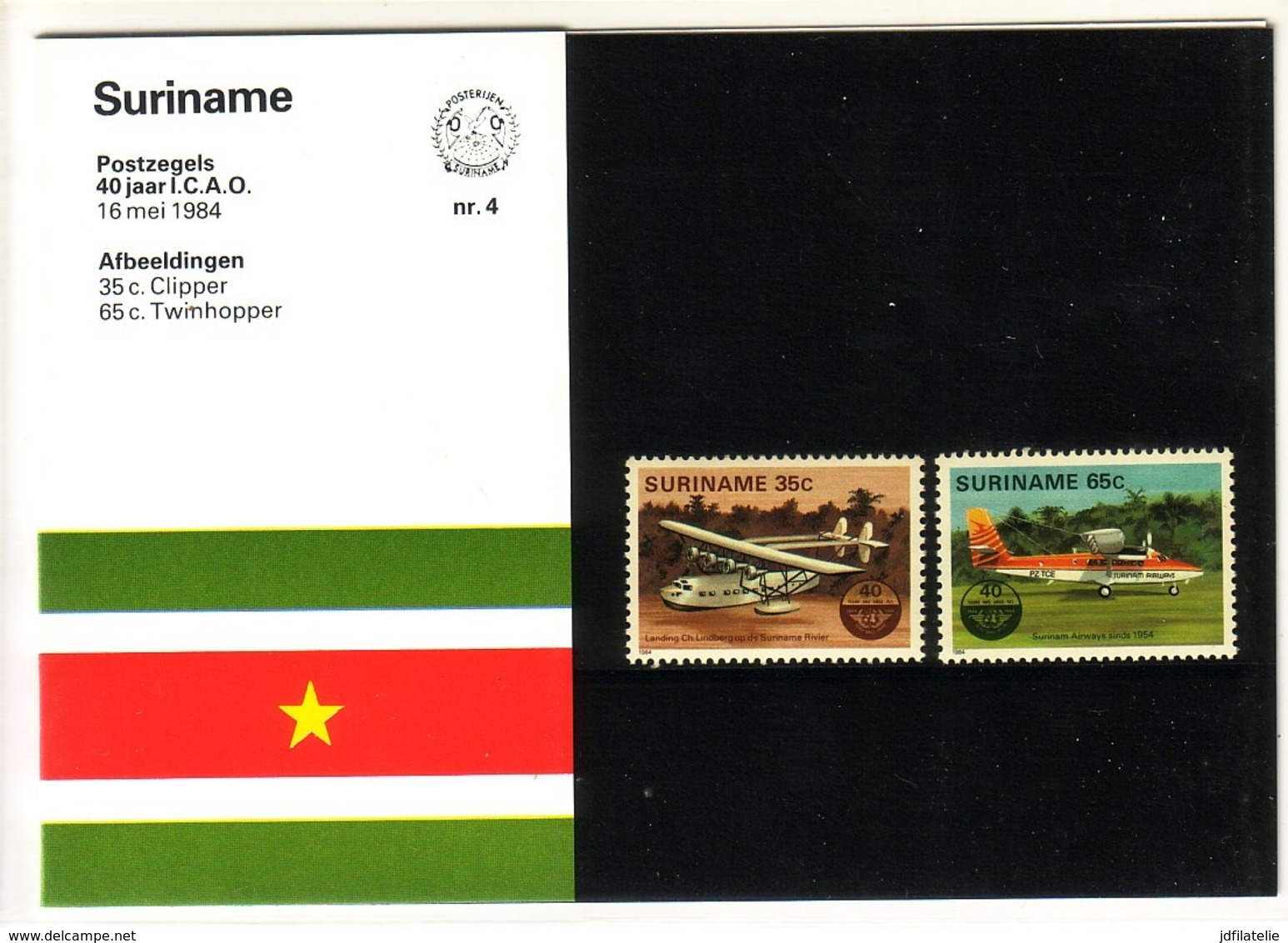 Presentatiemapje Suriname Nr. 4. 40 Jaar I.C.A.O. 1984. - Suriname