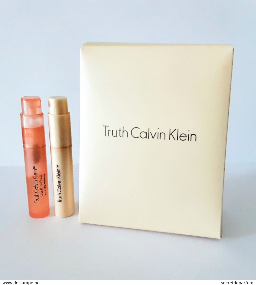 2 échantillons TRUTH De   CALVIN KLEIN  EDT  Et EDP   + Boite - Echantillons (tubes Sur Carte)