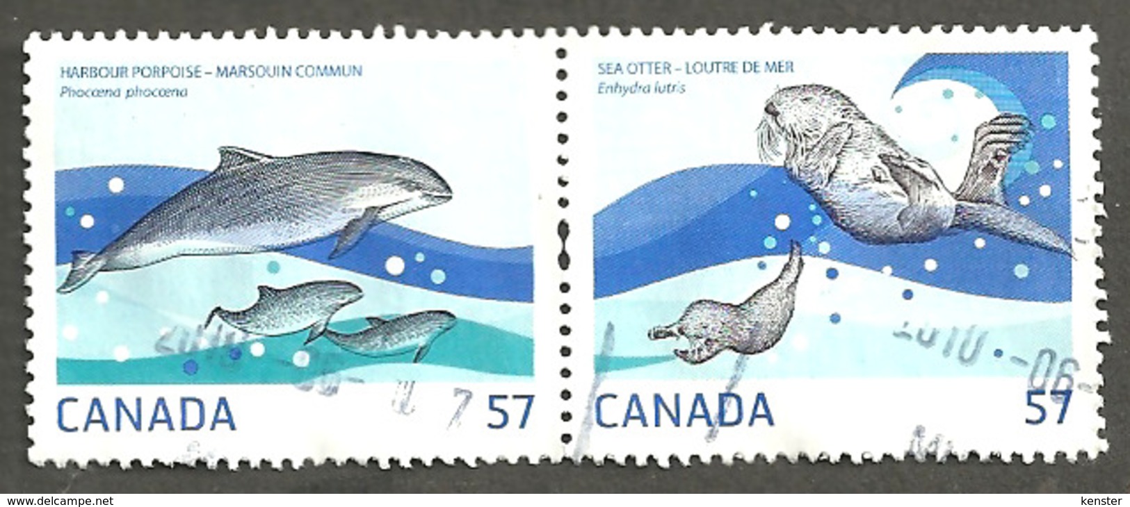 Sc. #2387c + D Marine Life Se-ten. Booklet 2010 Pair Used K320 - Oblitérés