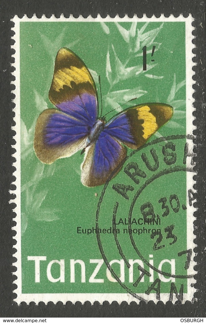 TANZANIA. 1/- BUTTERFLIES. USED - Tanzania (1964-...)