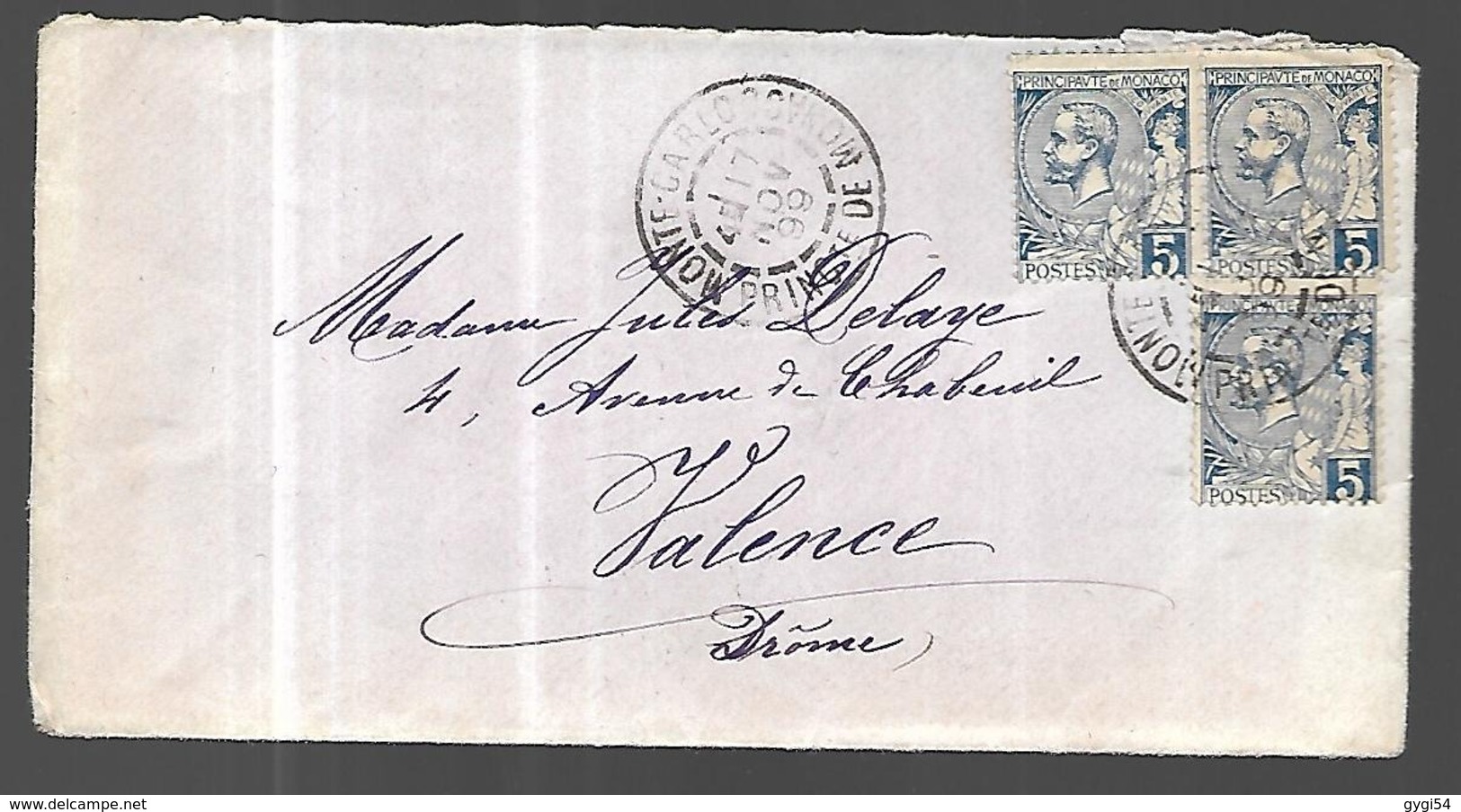 Monaco Lettre Du 04 11 1899 Pour Valence '(  France) Affranchissement 15 C - Covers & Documents