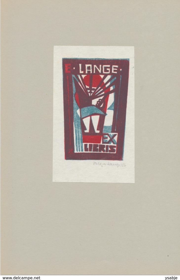 Ex Libris E. Lange - Helga Lange (gesigneerd) - Ex-libris