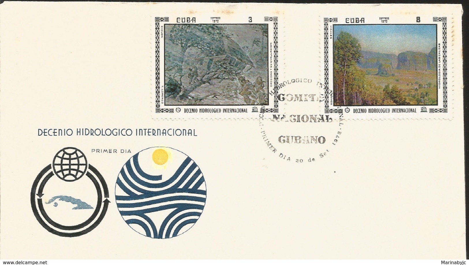 V) 1972 CARIBBEAN, INTL. HYDROLOGICAL DECADE, CYCLONE BY TIBURCIO LORENZO, VINALES BY RAMOS, BLACK CANCELLATION, FDC - Covers & Documents