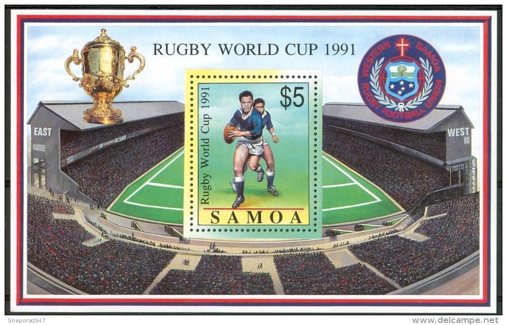 1991 Samoa Rugby Coppa Del Mondo World Cup Sevens Coupe Du Monde Block MNH** B282 - Rugby