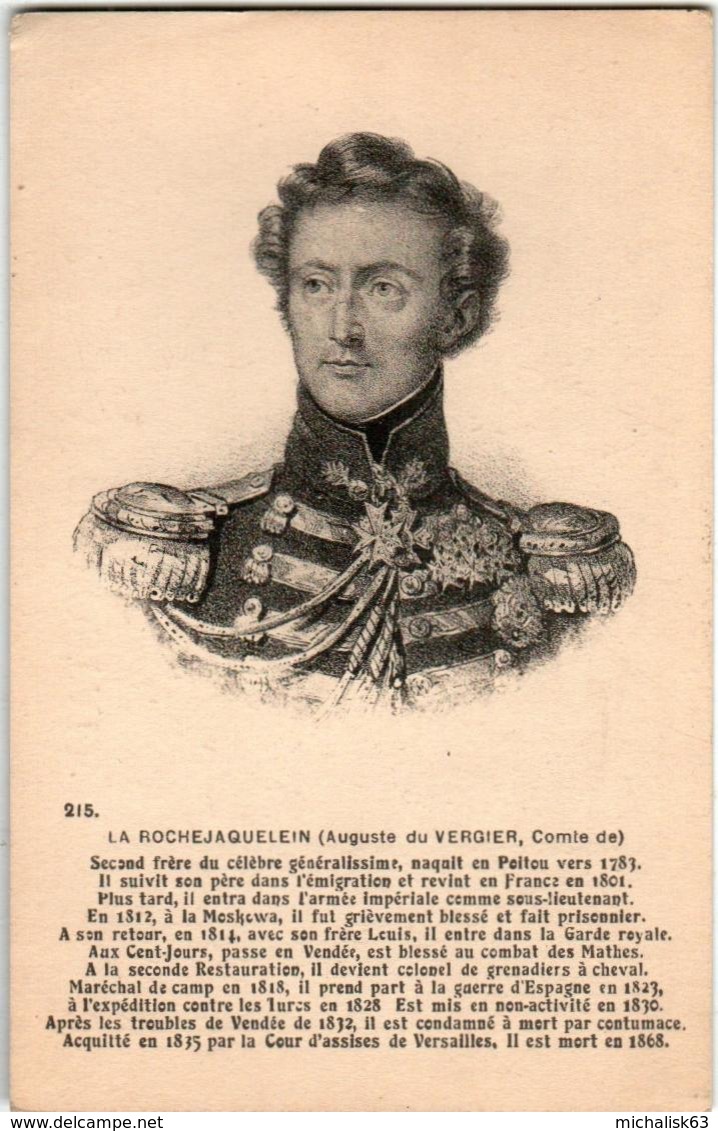 61lh 240 - CPA - LE ROCHEJAQUELEIN - AUGUSTE DU VERGIER - Personnages Historiques