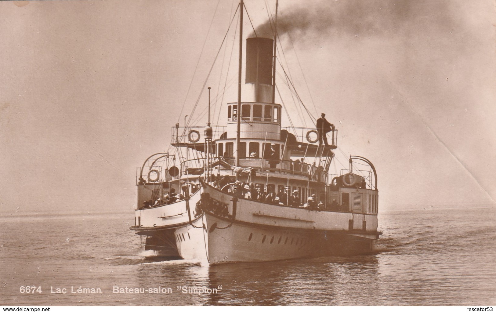 Rare Cpa Genève  Lac Léman Bateau-salon Simpson - Genève