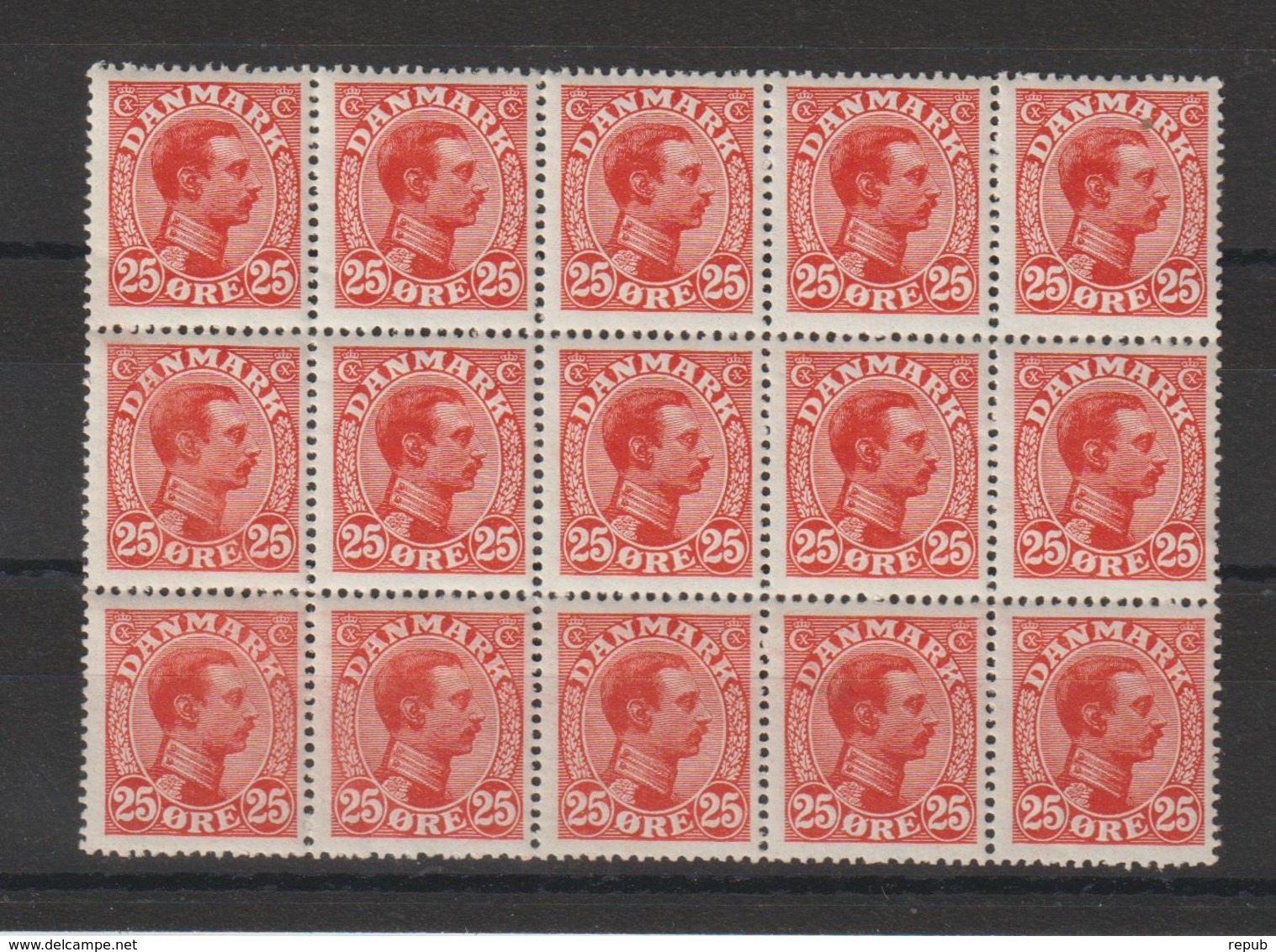 Danemark 1921 Christian X 139 Bloc De 15 ** MNH - Unused Stamps