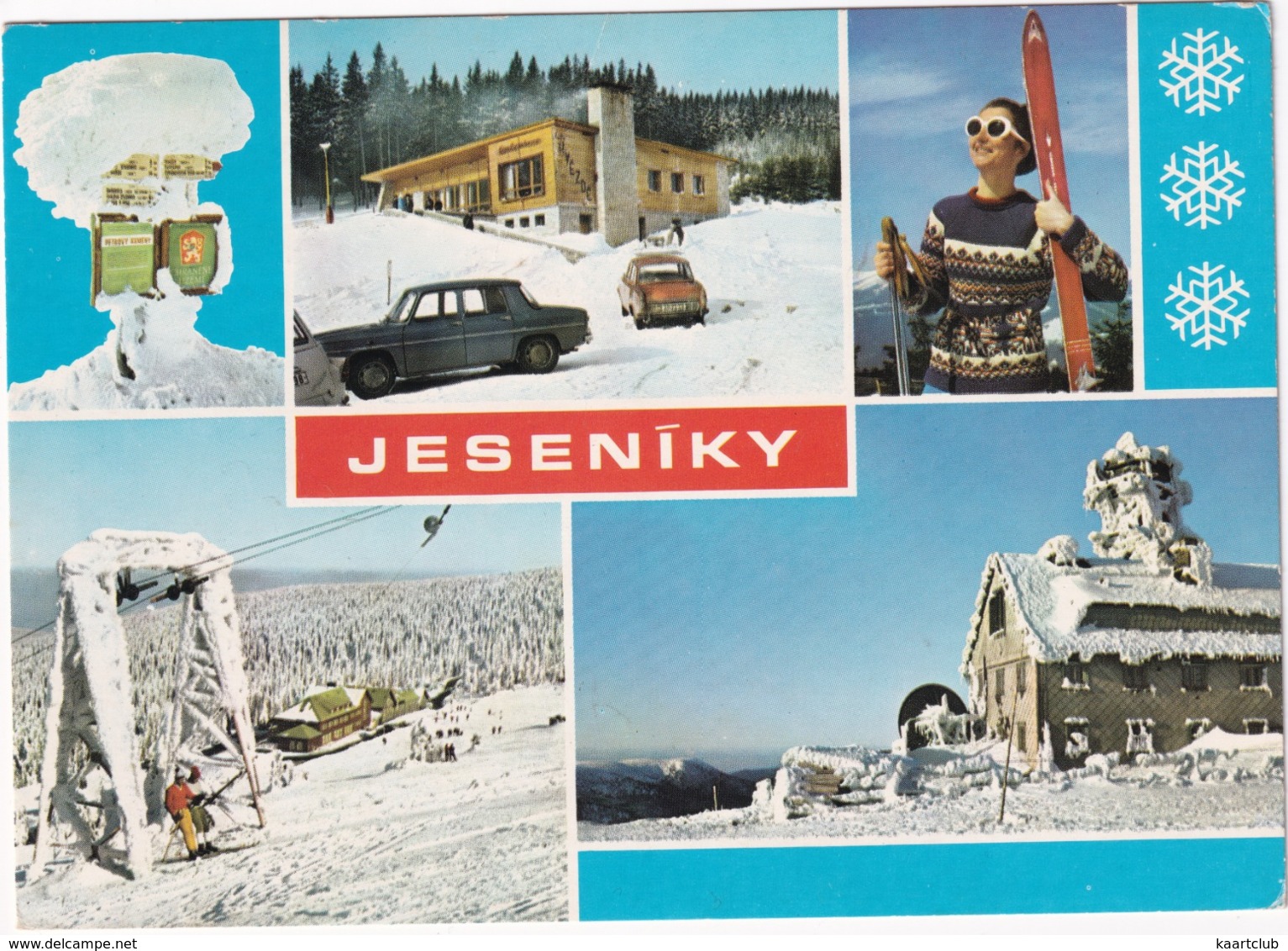 Jeseniky: DACIA 1100 / RENAULT 8, SKODA 1000MB  - SKI & SKILIFT - Restaurace 'Na Hvezdé' - (CSSR) - Turismo