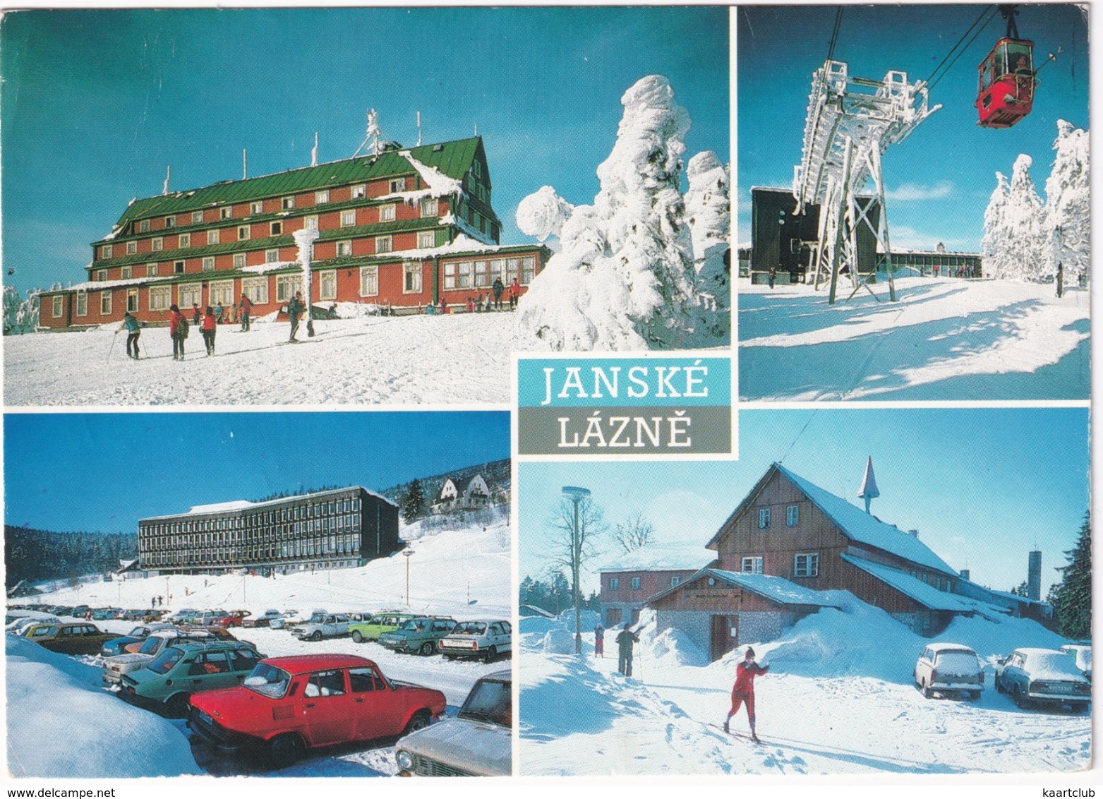 Janské Lázne, SKODA 1000MB, 120, WARTBURG 353, TRABANT UNIVERSAL - SKI & SEILBAHN/ CABLE-CAR - (CSSR) - WWF Stamp, Frog - Turismo