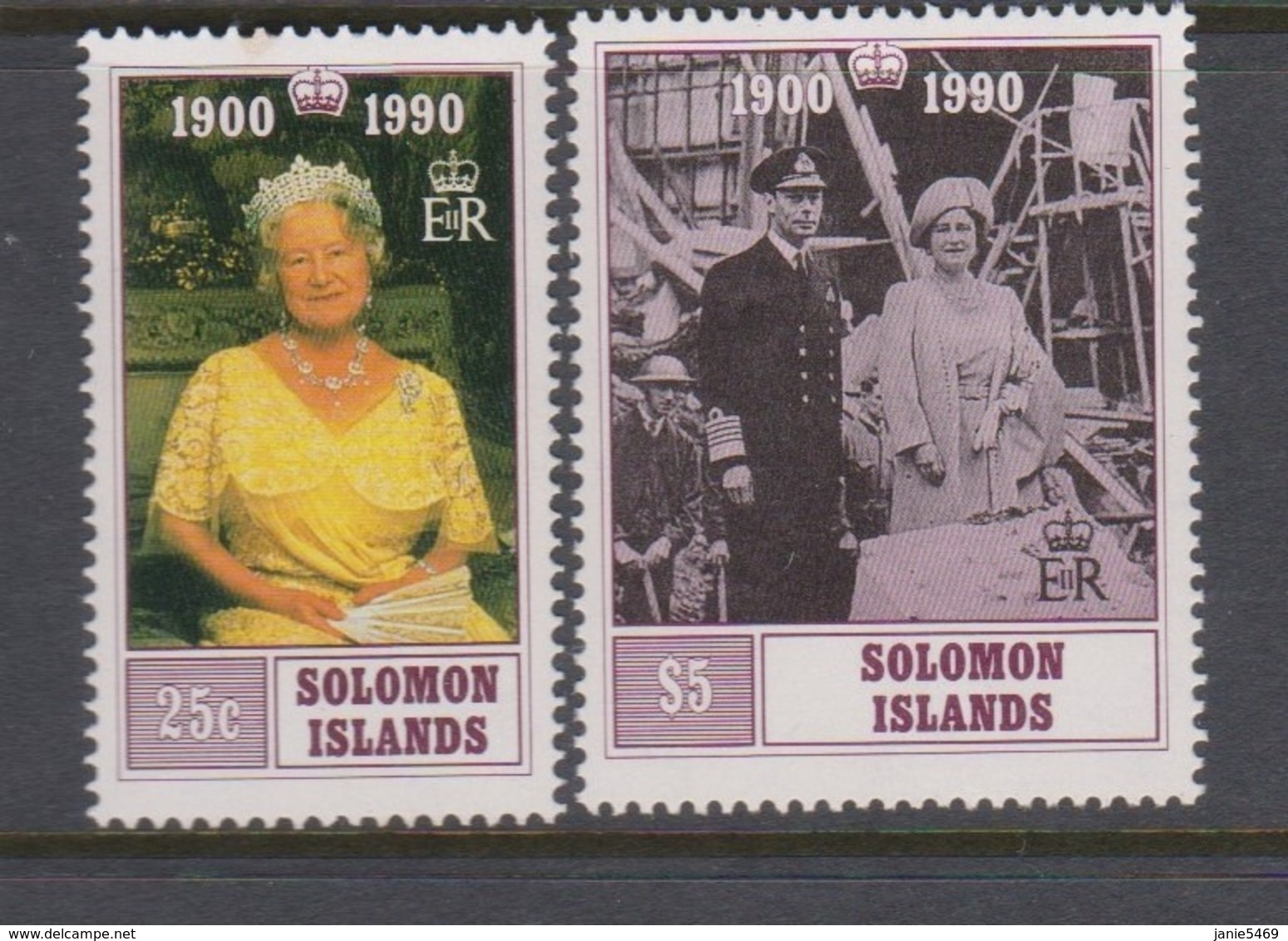 Solomon Islands SG 675-676 1990 90th Birthday Queen Mother,mint Never Hinged - Solomon Islands (1978-...)