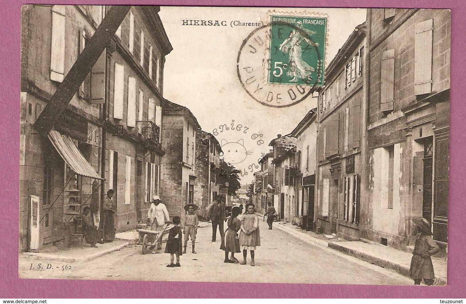 Cpa Hiersac Une Rue Animée- édit JSD N°562 - 2 Scans - Autres & Non Classés