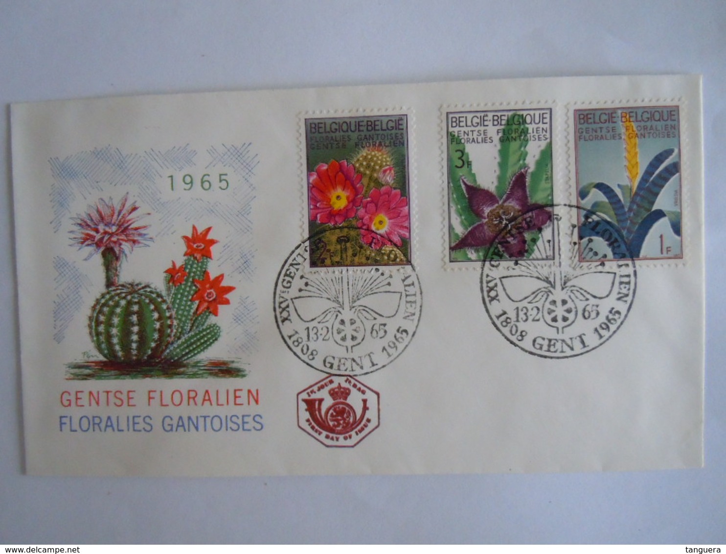 België Belgium 1965 FDC Exposition Fleurs Bloemen Cactus Gentse Floraliën Floralies Gantoises III Cob 1315-1317 - 1961-1970