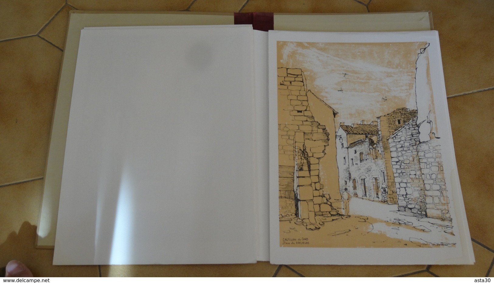 8 lithographies (format A3 environ) de CASTILLON DU GARD par Paul MAUDONNET