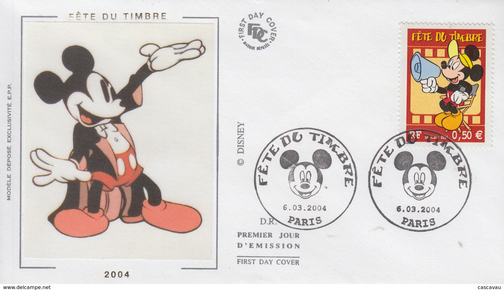 Enveloppe   FDC  1er  Jour   FRANCE   Fête  Du  Timbre   DISNEY   MICKEY    PARIS   2004 - 2000-2009