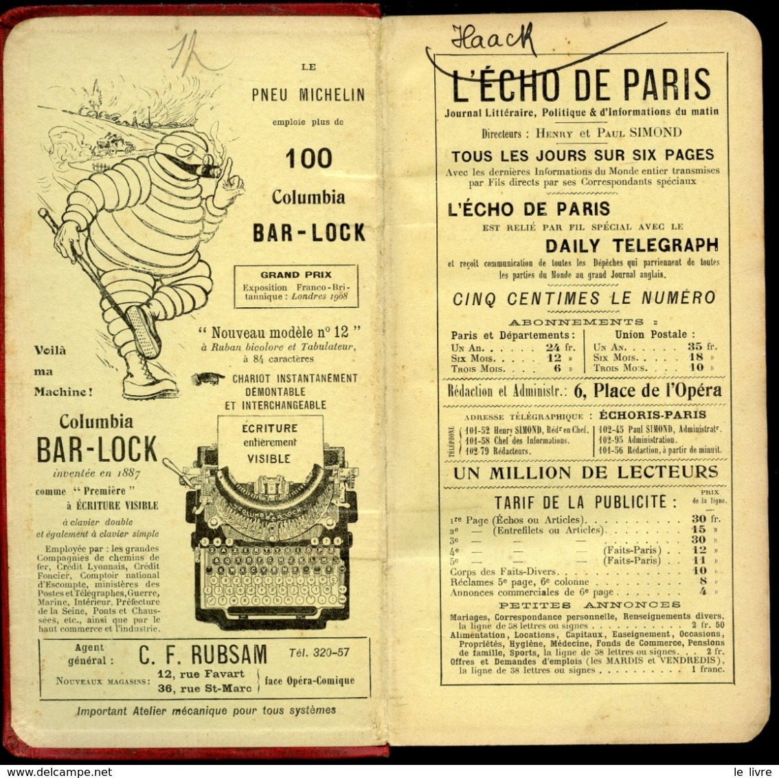 RARE GUIDE MICHELIN 1909 10è ANNEE - Michelin (guias)
