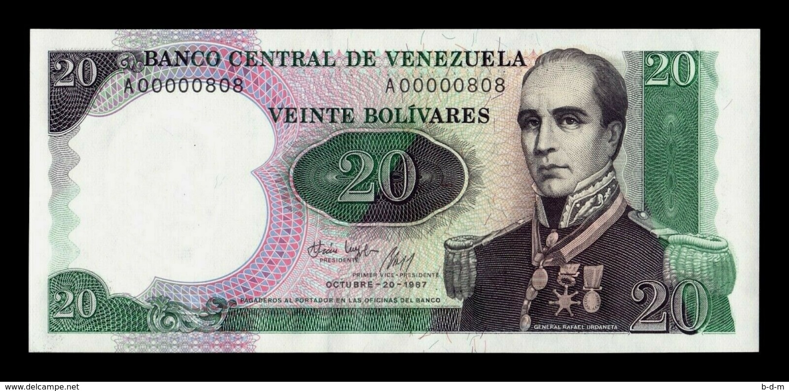 Venezuela 20 Bolivares Comm. 1987 (1989) Pick 71 Low Serial SC UNC - Venezuela