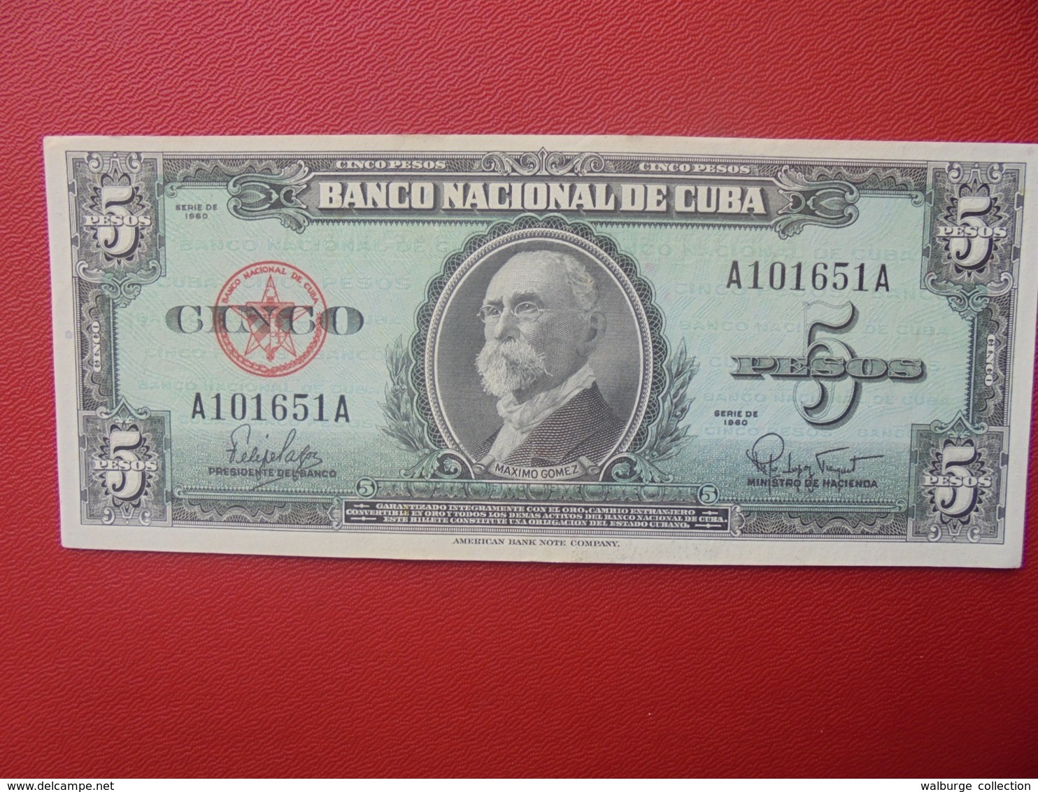 CUBA 5 PESOS 1960 PEU CIRCULER (B.5) - Cuba