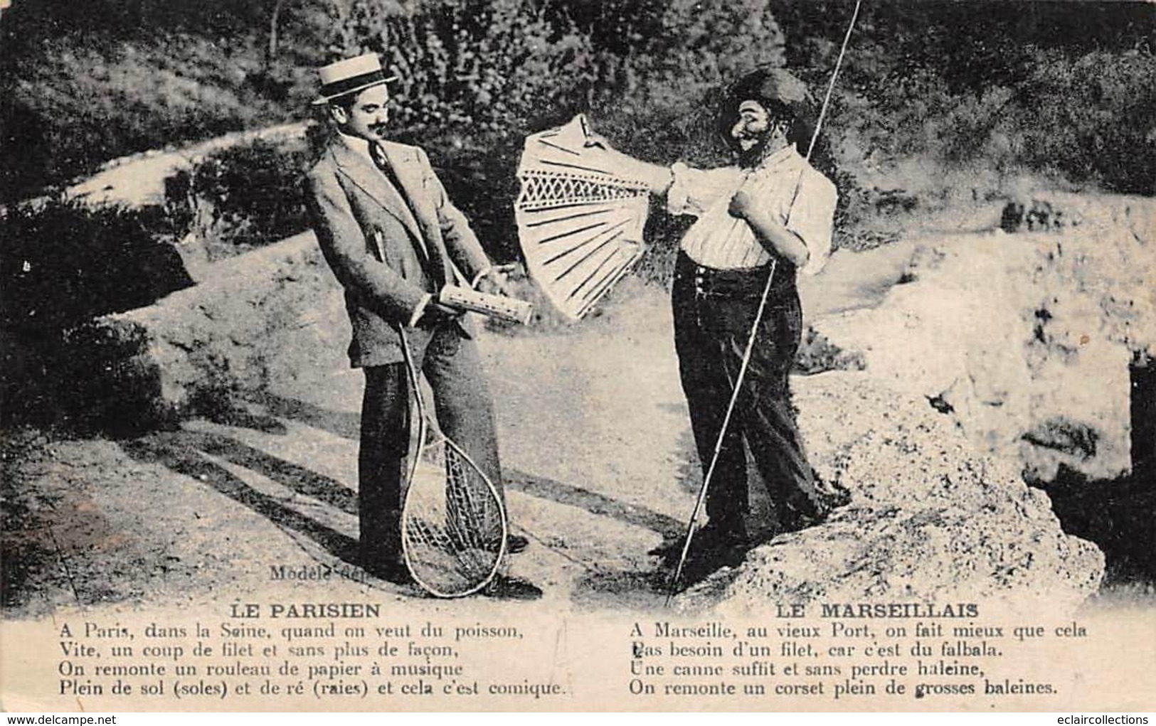 Thème.  Métier.   Pêche A La Ligne :   Humour:   Parisien Et Marseillais    (Voir Scan) - Visvangst