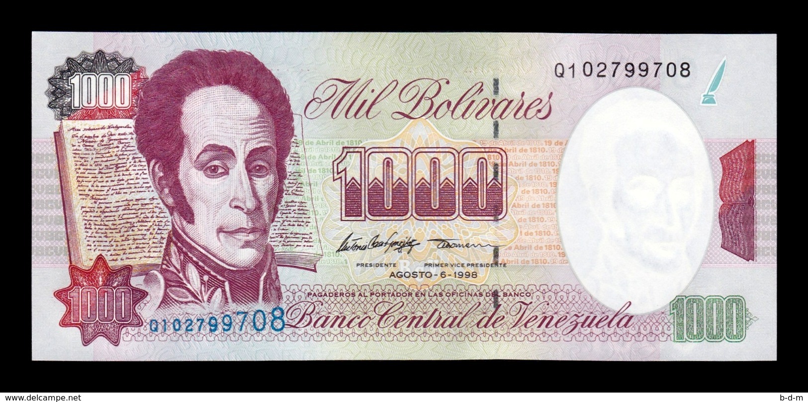 Venezuela 1000 Bolívares 1998 Pick 76d SC UNC - Venezuela