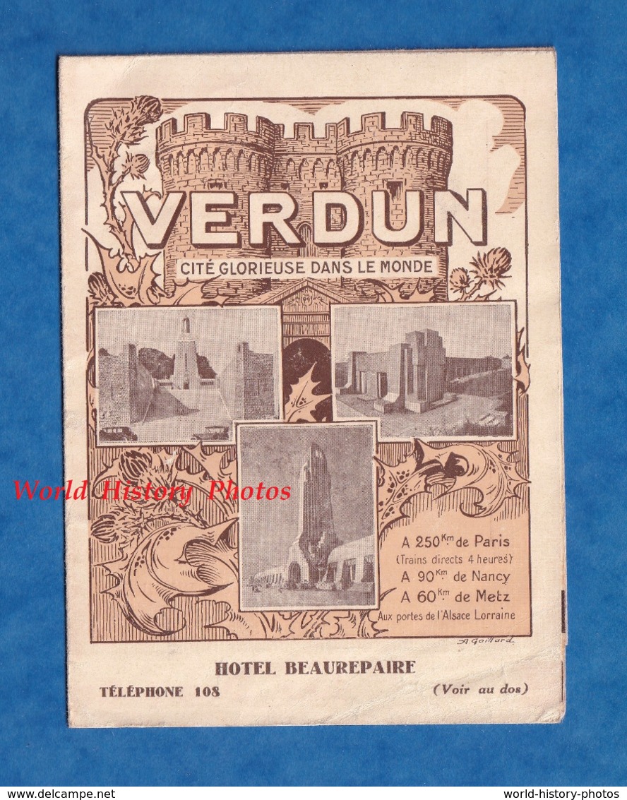 Dépliant Publicitaire Avec Cartes - VERDUN ( Meuse )- Hôtel Beaurepaire Pension De Famille Circuit Du Champs De Bataille - 1900 – 1949