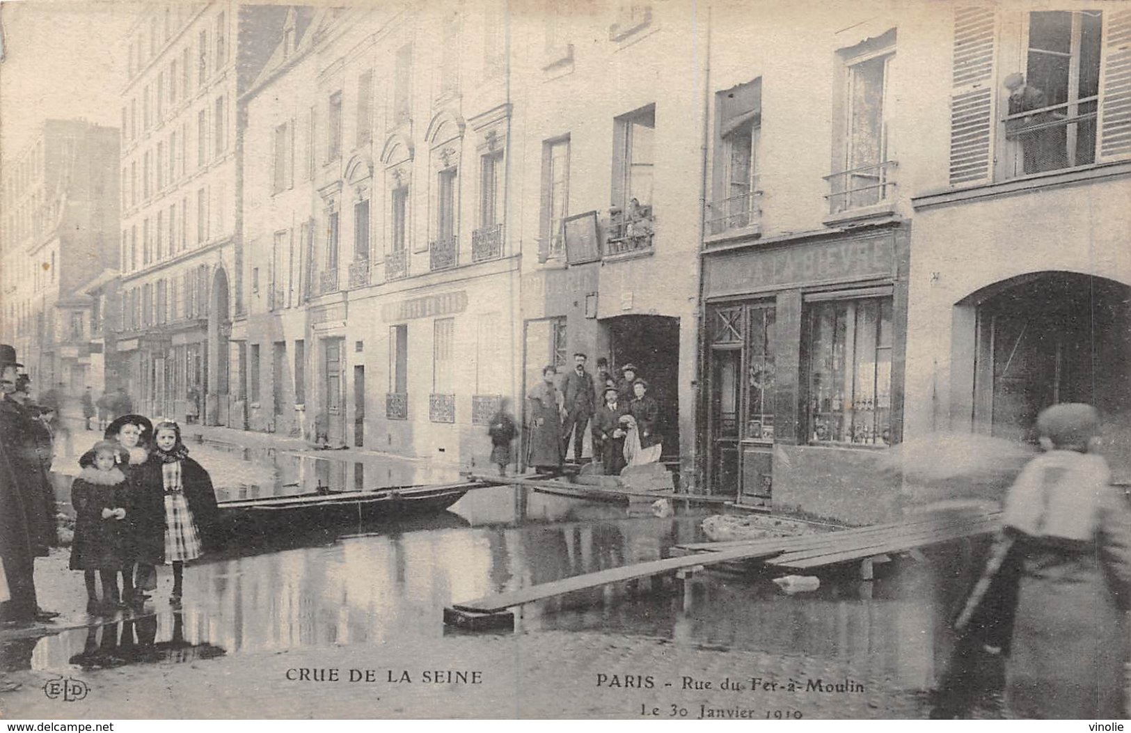 PIE.Z.19-GM-1188 : CRUE DE LA SEINE. RUE DU FER A MOULIN. - Inondations De 1910