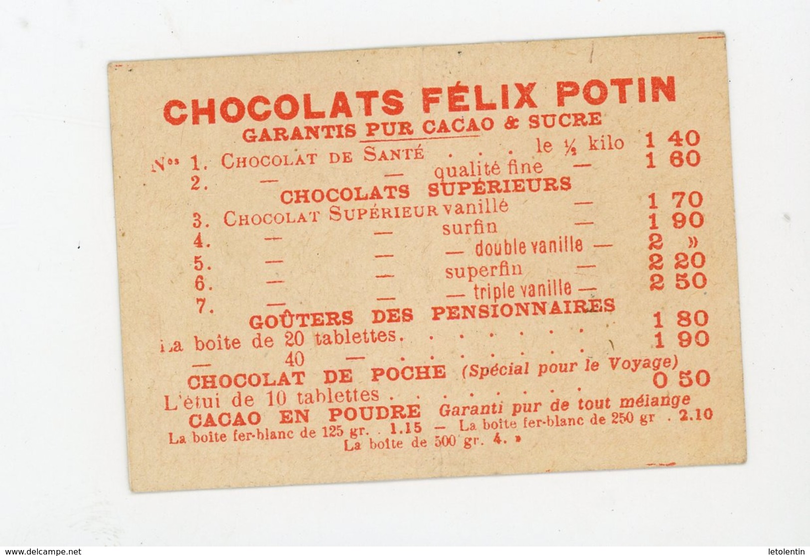 PETIT CARTON PUBLICITAIRE "LE PETIT COLLECTIONNEUR" DES CHOCOLAT FELIX POTIN AVEC 2 TIMBRES (A VOIR) - Autres & Non Classés