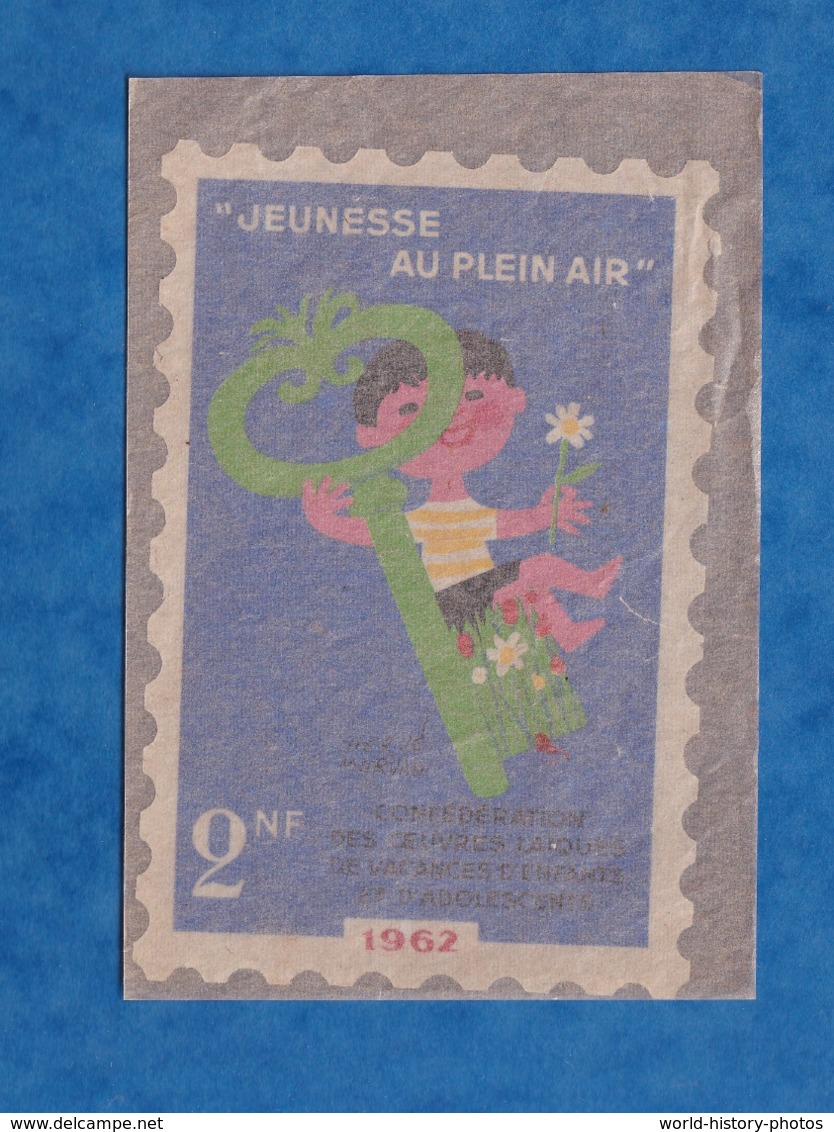 Timbre Grand Format & Pochette D'origine - " Jeunesse Au Plein Air " 1962 Confédération Des Oeuvres Laïques De Vacances - Unused Stamps