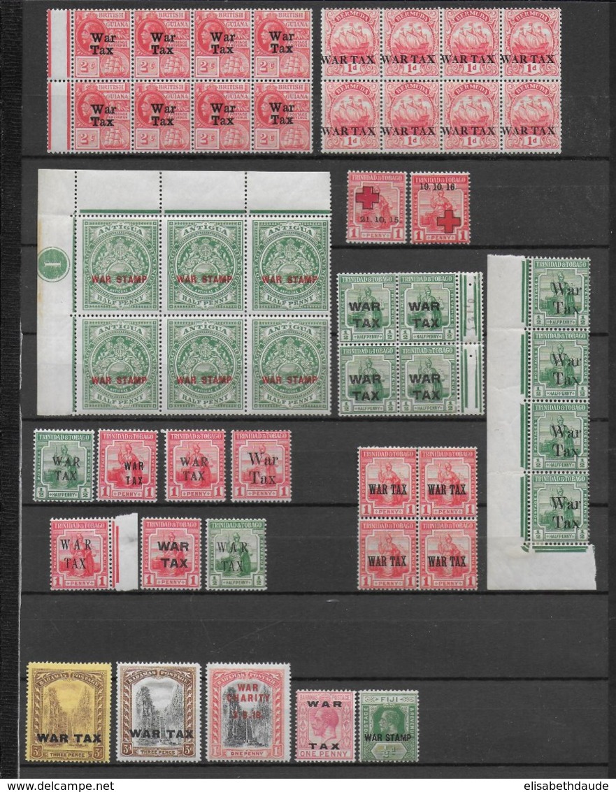 COLONIES ANGLAISES - PETIT LOT **/* MNH/MLH OVERPRINT "TAX WAR" - GUERRE MONDIALE 1914/1918 - Autres & Non Classés