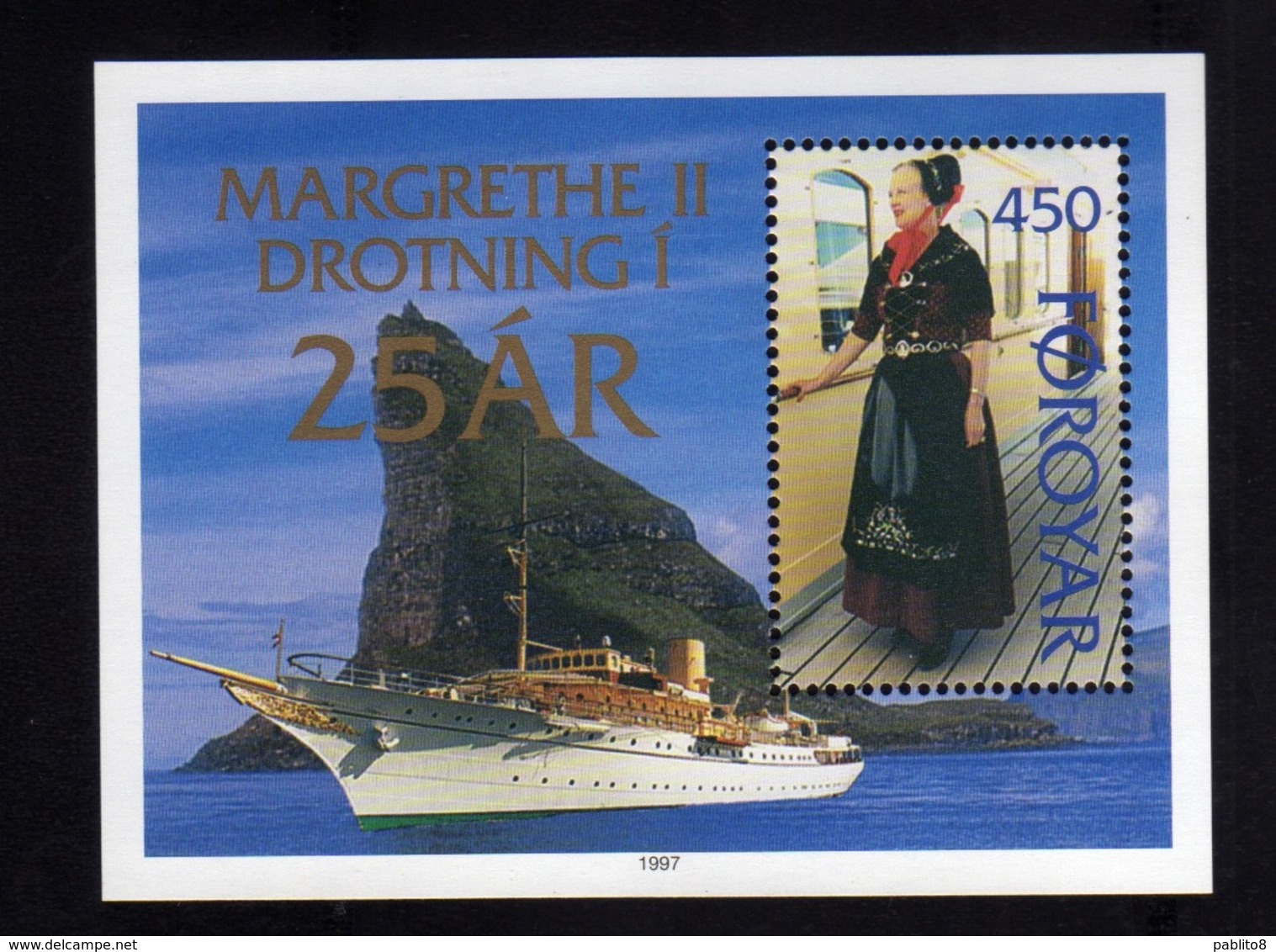 FAEROER FAROE ISLANDS Féroé Faroer Føroyar 1997 QUEEN MARGARET II REIGN Margrethe BLOCK SHEET FIRST DAY CANCEL FDC - Isole Faroer