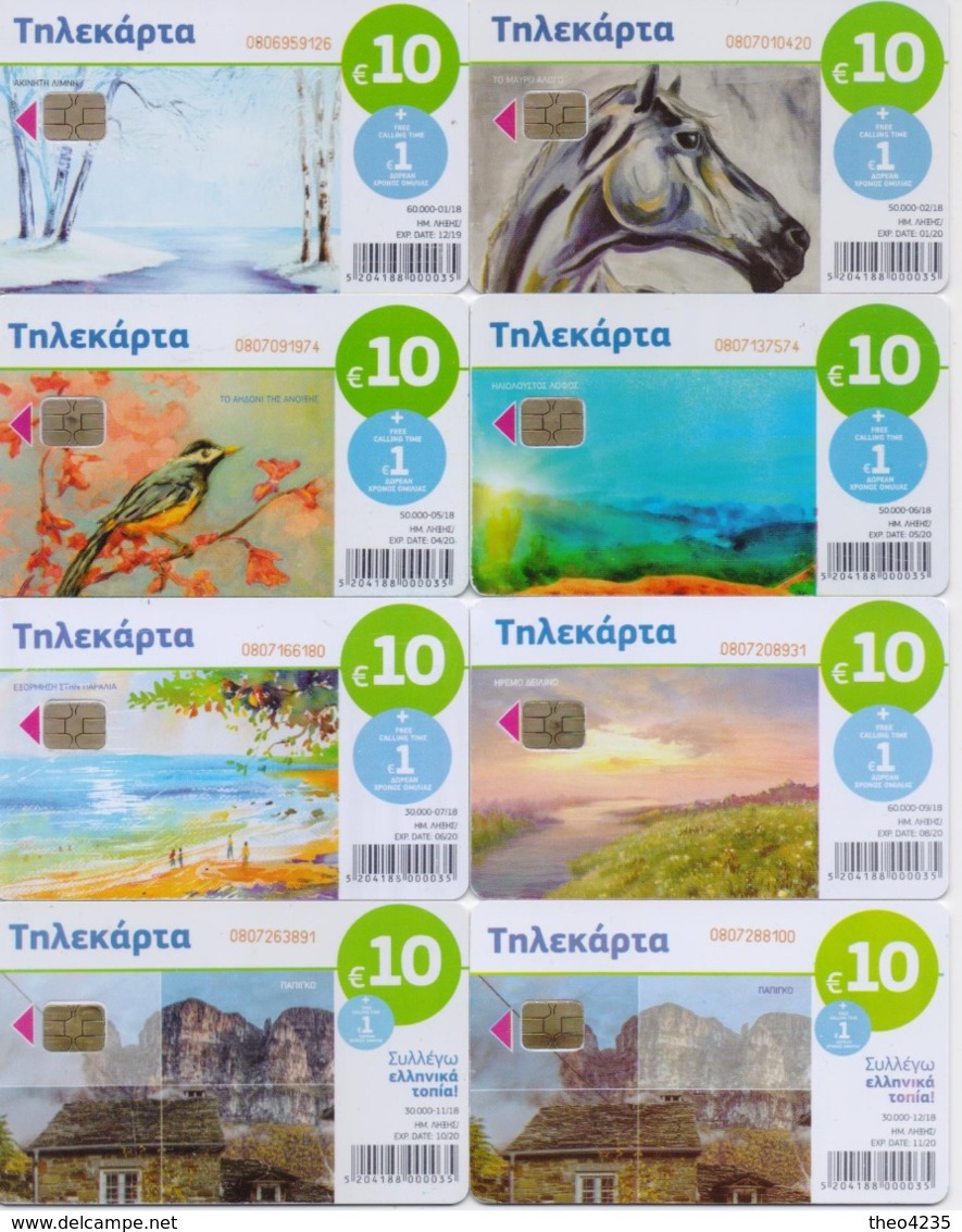 GREECE PHONECARDS/OFFER!! COMPLETE YEAR 2018 OF 10 Euro PHONECARDS(8pcs)-USED - Grèce