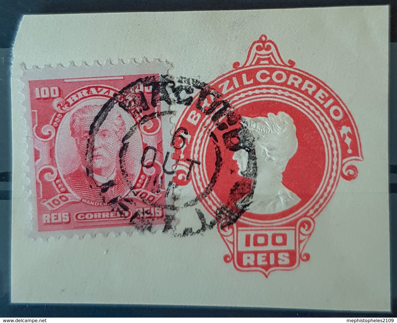 BRASIL - Canceled - Sc# 177 - 100r - On Paper With Vignette - Used Stamps