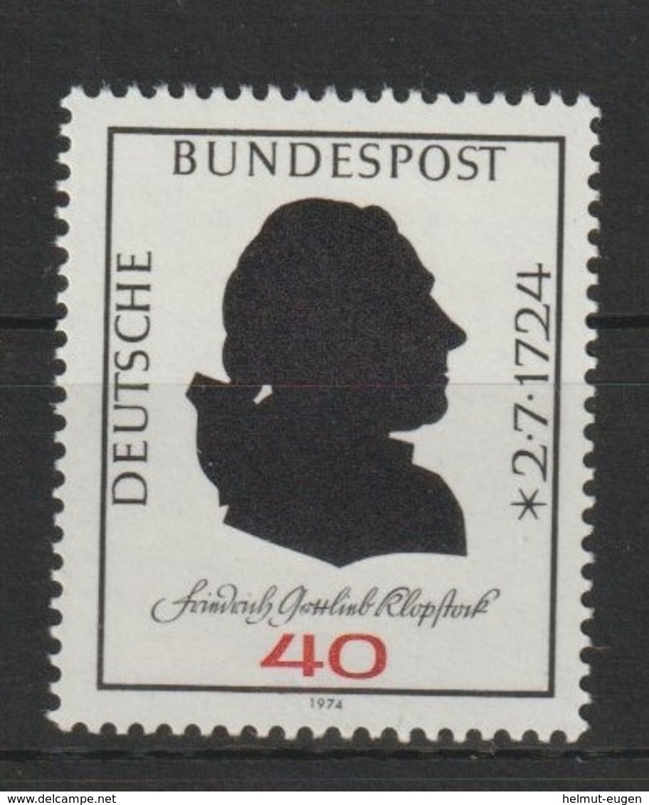 MiNr. 809 Deutschland Bundesrepublik Deutschland 1974, 15. Mai. 250. Geburtstag Von Friedrich Gottlieb Klopstock. - Ungebraucht