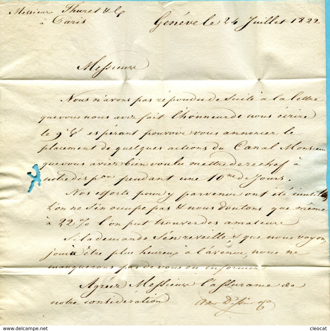 Faltbrief Von Genève Nach Paris 1822 - ...-1845 Préphilatélie