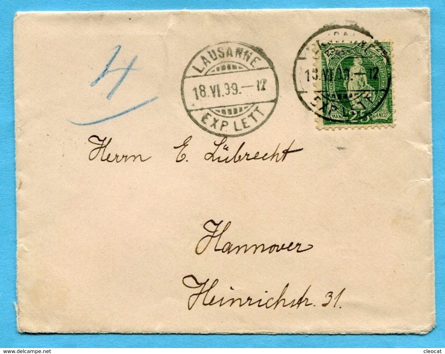 Brief Von Lausanne Nach Hannover 1899 - Storia Postale
