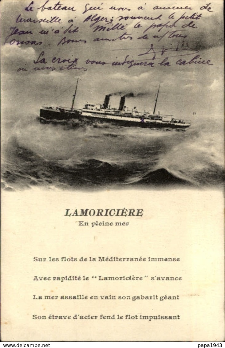 " LAMORICIERE "  En Pleine Mer - Paquebots