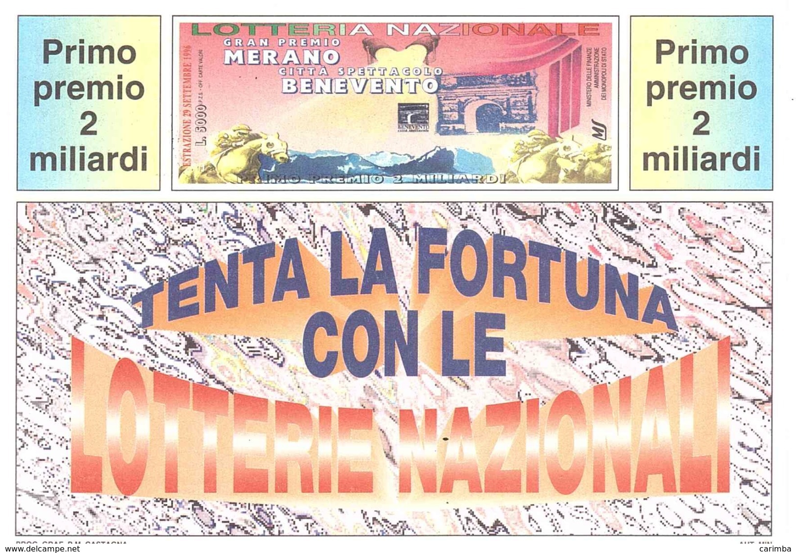 1995 £750 SUSA SU CARTOLINA LOTTERIE NAZIONALI - Pubblicitari