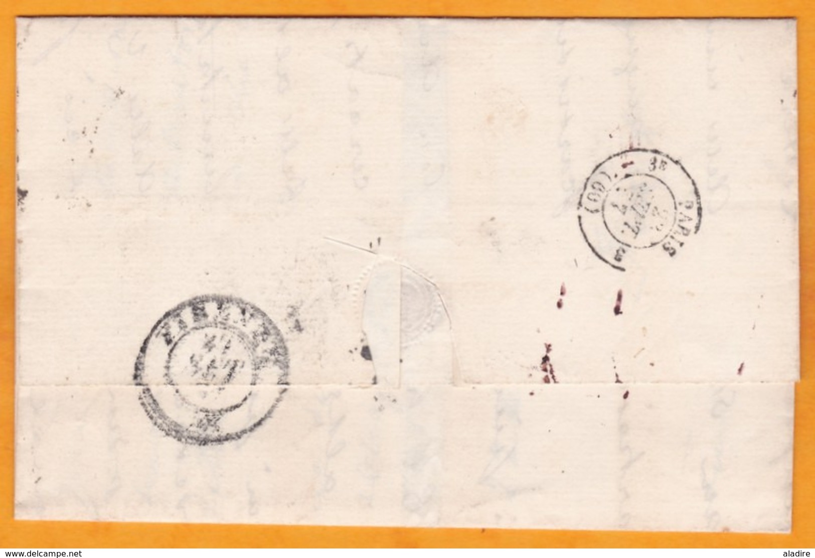 1857 - Lettre Pliée Avec Correspondance En Italien De London, GB Vers Firenze, Italie - VIA Calais Et Paris, France - Postmark Collection