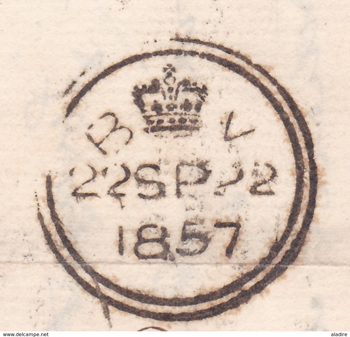 1857 - Lettre Pliée Avec Correspondance En Italien De London, GB Vers Firenze, Italie - VIA Calais Et Paris, France - Postmark Collection