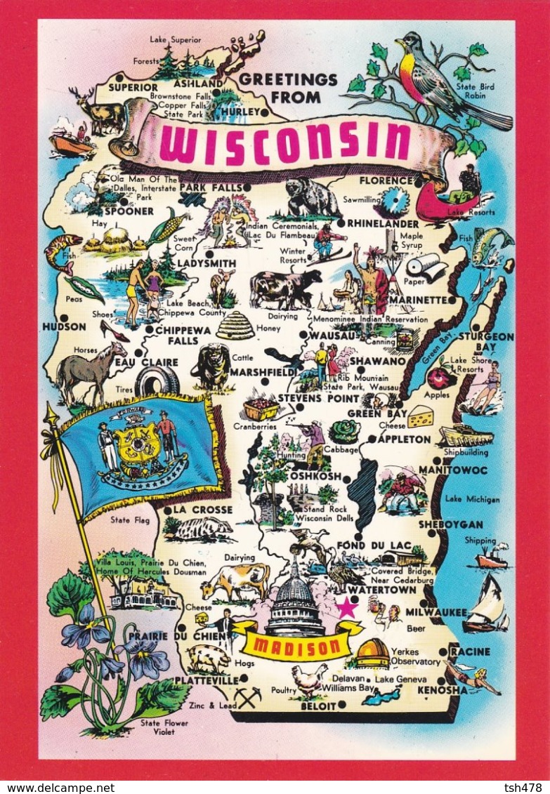ETATS-UNIS--WISCONSIN--greetings From Wisconsin---multi-vues--voir 2 Scans - Madison