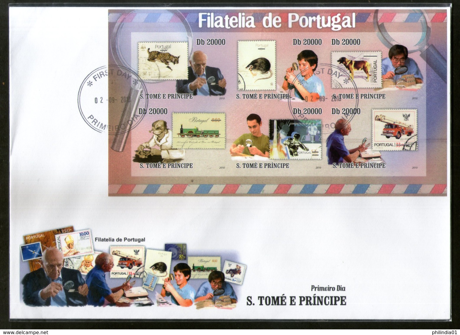 St. Thomas & Prince Islands 2010 Stamp & Collectors Of Portugal Sc 2333 Imperf M/s FDC # 19140 - Stamps On Stamps