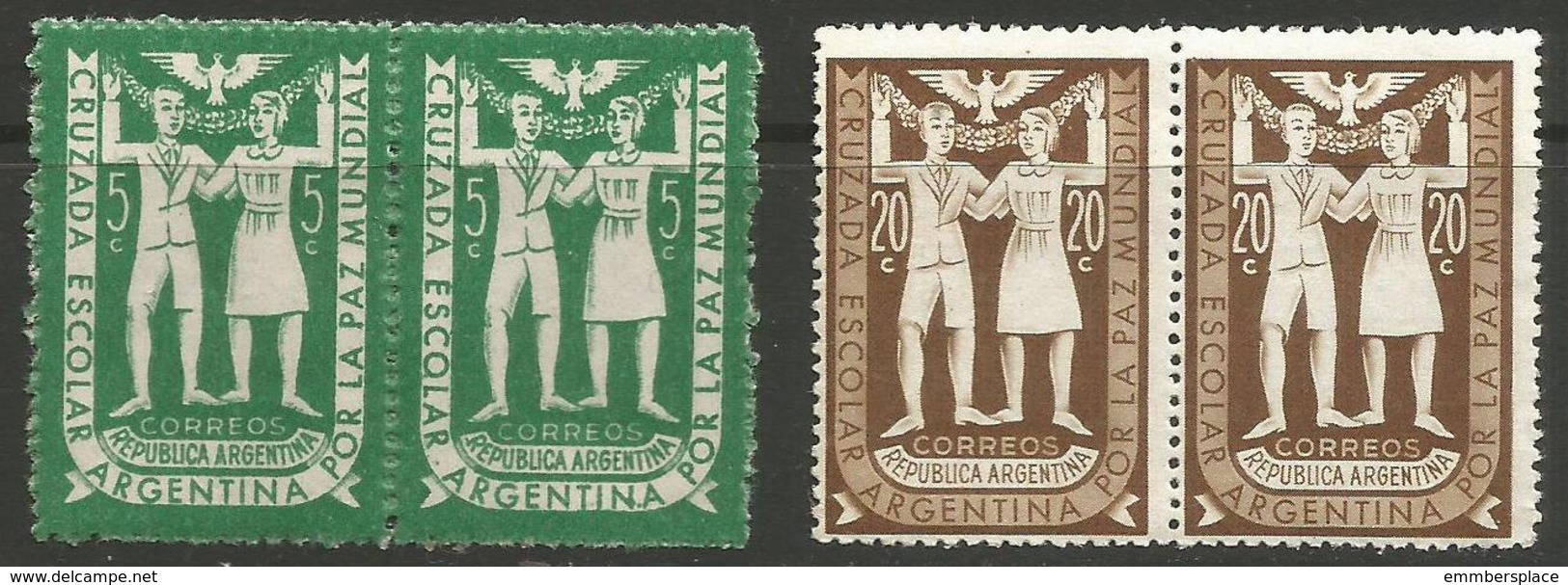 Argentina - 1947 Youth Peace Crusade Pairs MNH ** - Unused Stamps