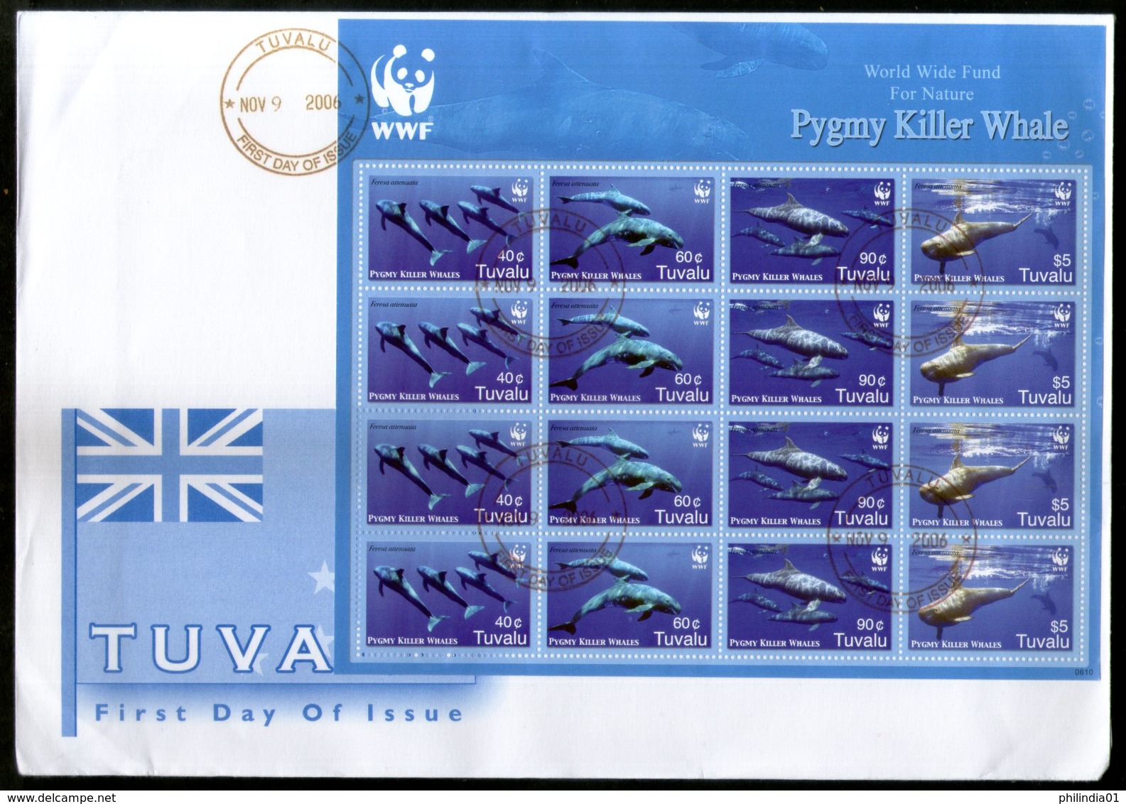 Tuvalu 2006 WWF Pygmy Killer Whale Fish Marine Life Animal Sc 1022 Sheetlet FDC # 15153 - FDC