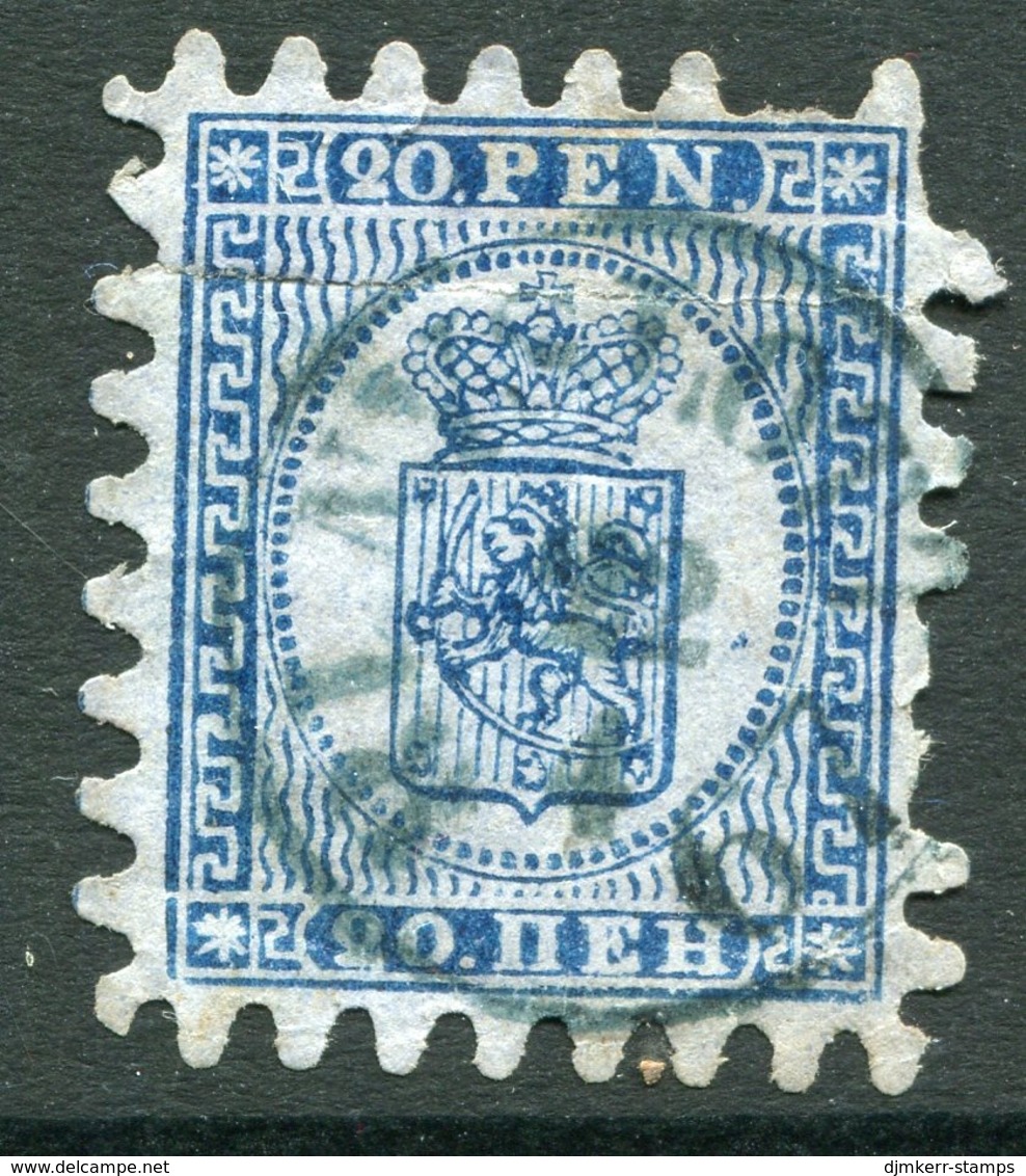 FINLAND 1866 20 P.. Deep Blue/blue Roulette III, Used. Michel 8 Cx - Usati