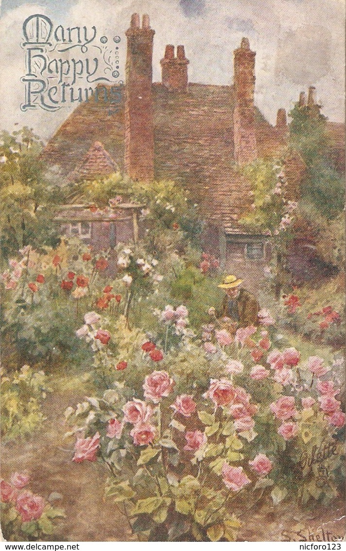 "S. Shelton. Cottage Gardens" Tuck Oilette Postard # 10055 - Tuck, Raphael