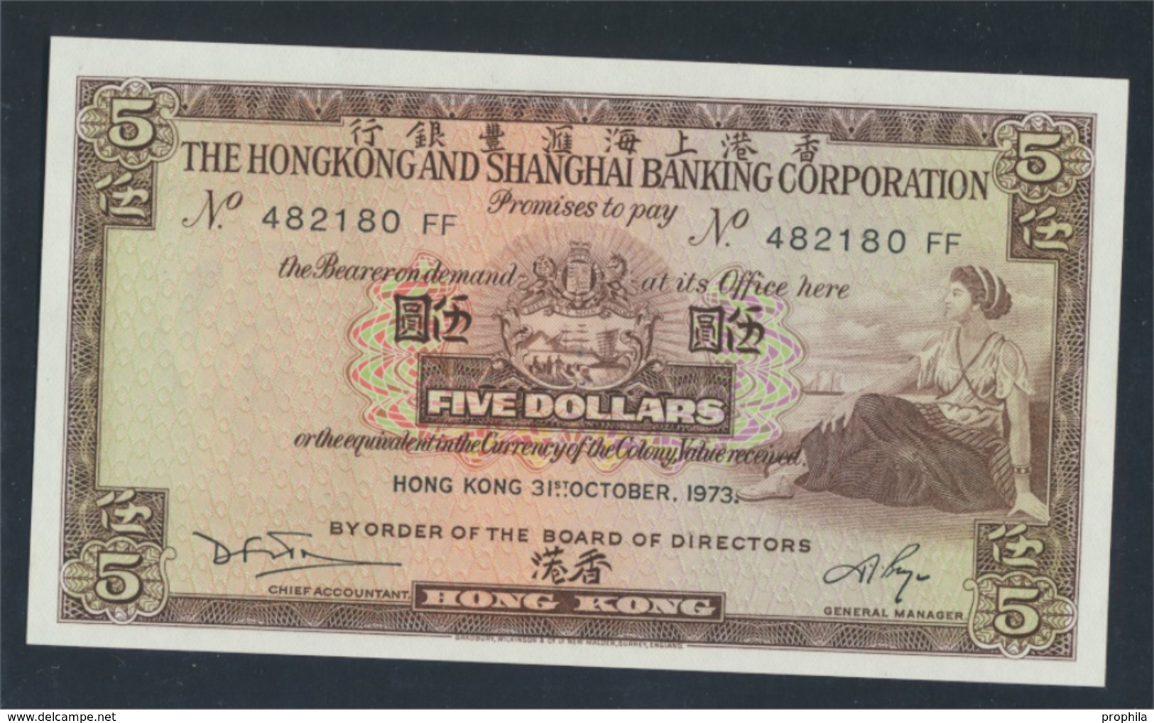 Hongkong Pick-Nr: 181f (1973) Bankfrisch 1973 5 Dollars (7350138 - Hongkong