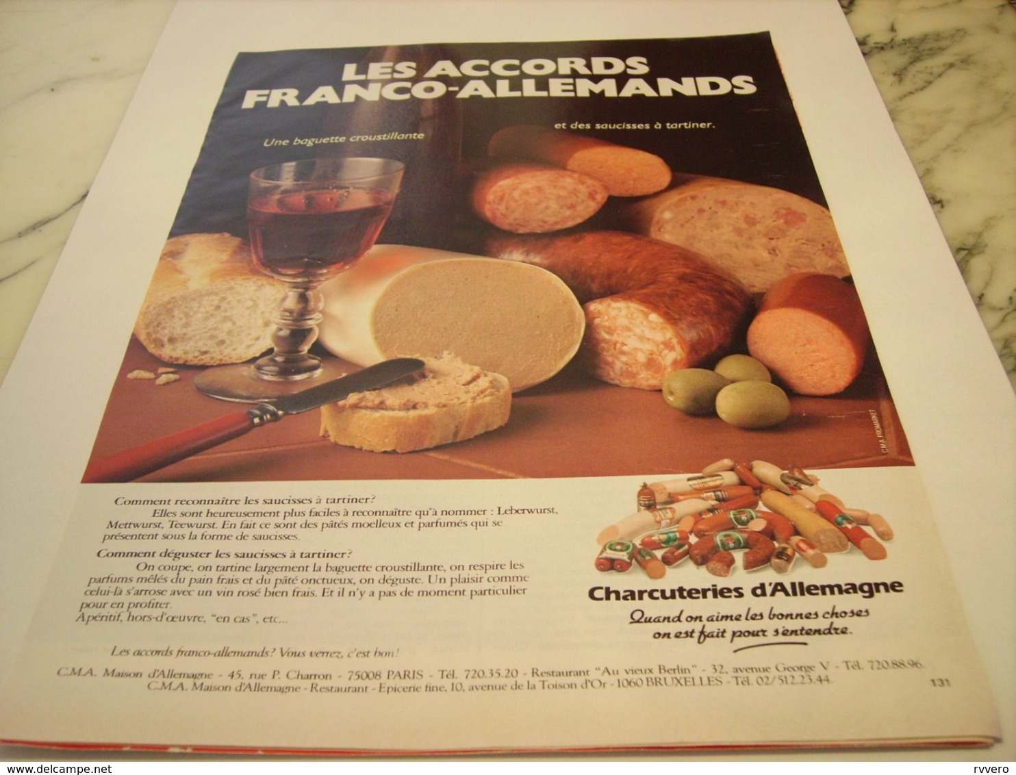 ANCIENNE PUBLICITE CONNAISSEZ VOUS LA CHARCUTERIE D  ALLEMAGNE 1976 - Affiches