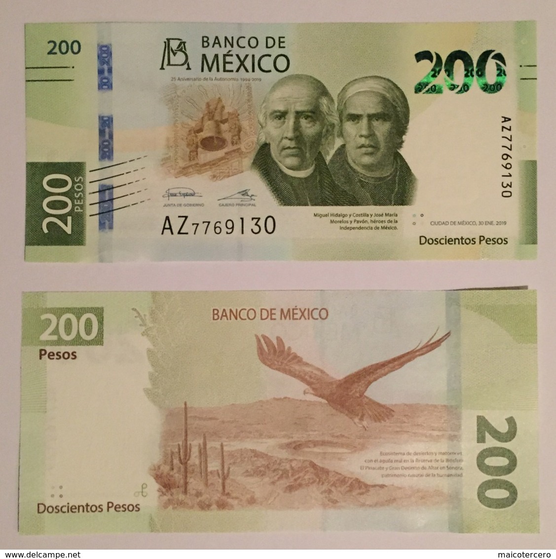 Mexico Banknote 200 Pesos NEW 2019  Hidalgo & Morelos Crisp Uncirculated - Mexico