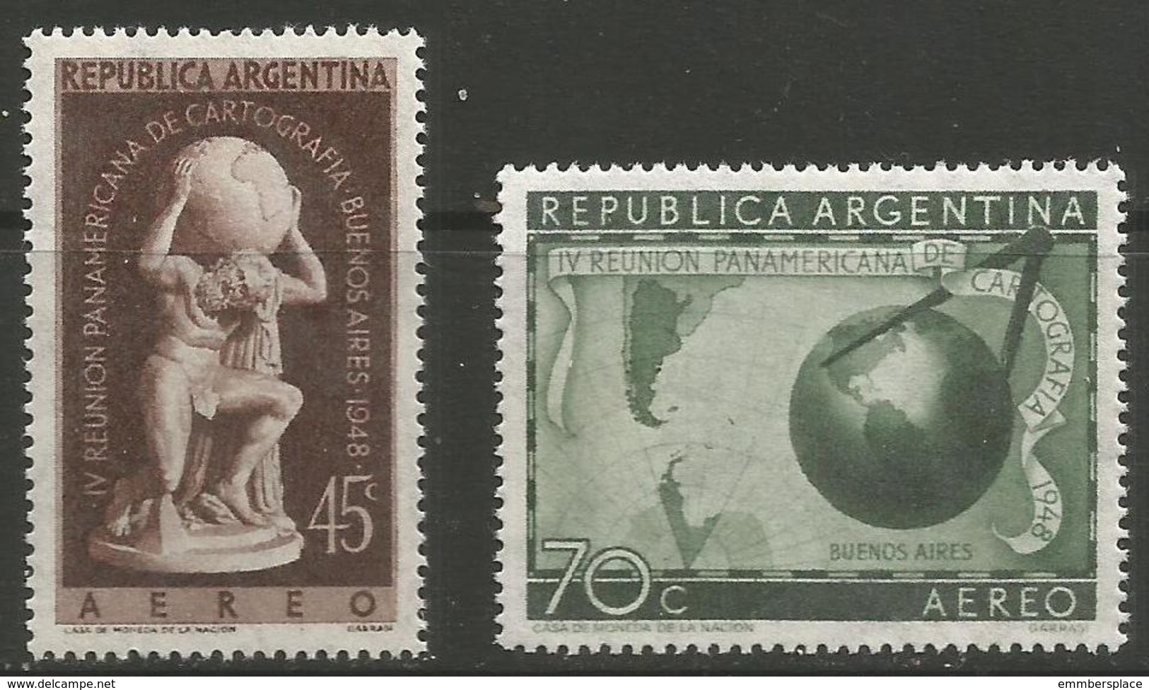 Argentina - 1948-9 Pan-American Cartographers MNH **   Sc C55-6 - Unused Stamps