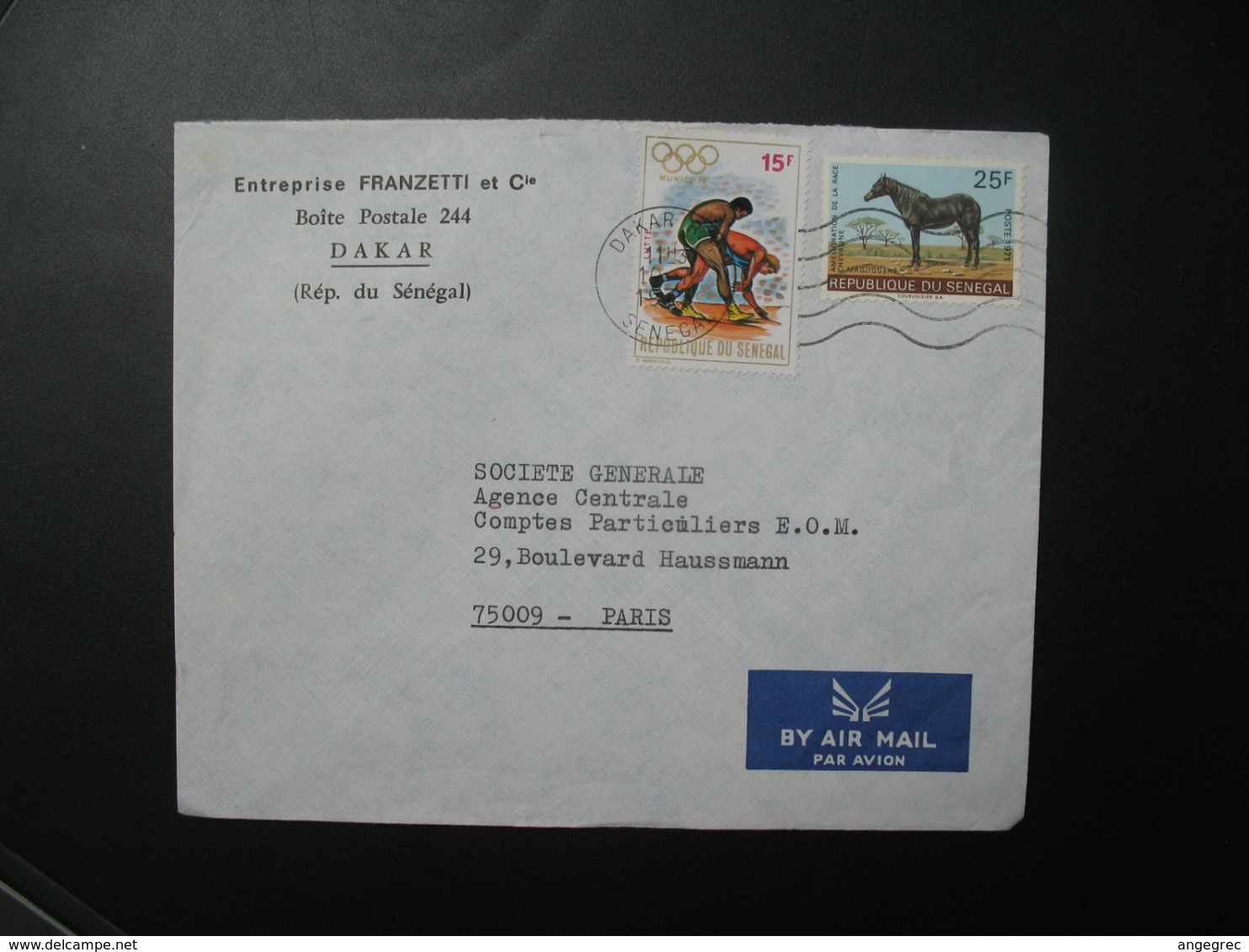 Lettre à Entête Entreprise Franzetti  Et Cie Sénégal  1973    Pour La Sté Générale En  France Paris - Sénégal (1960-...)